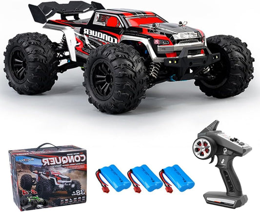 RC Auto 1:16 – Afstandsbedienbare Auto – RC Raceauto – Off-Road Buggy – RC Driftwagen – 50 km/u Snelheid – 4WD Vierwielaandrijving – 3 Batterijen Rood - QUORE