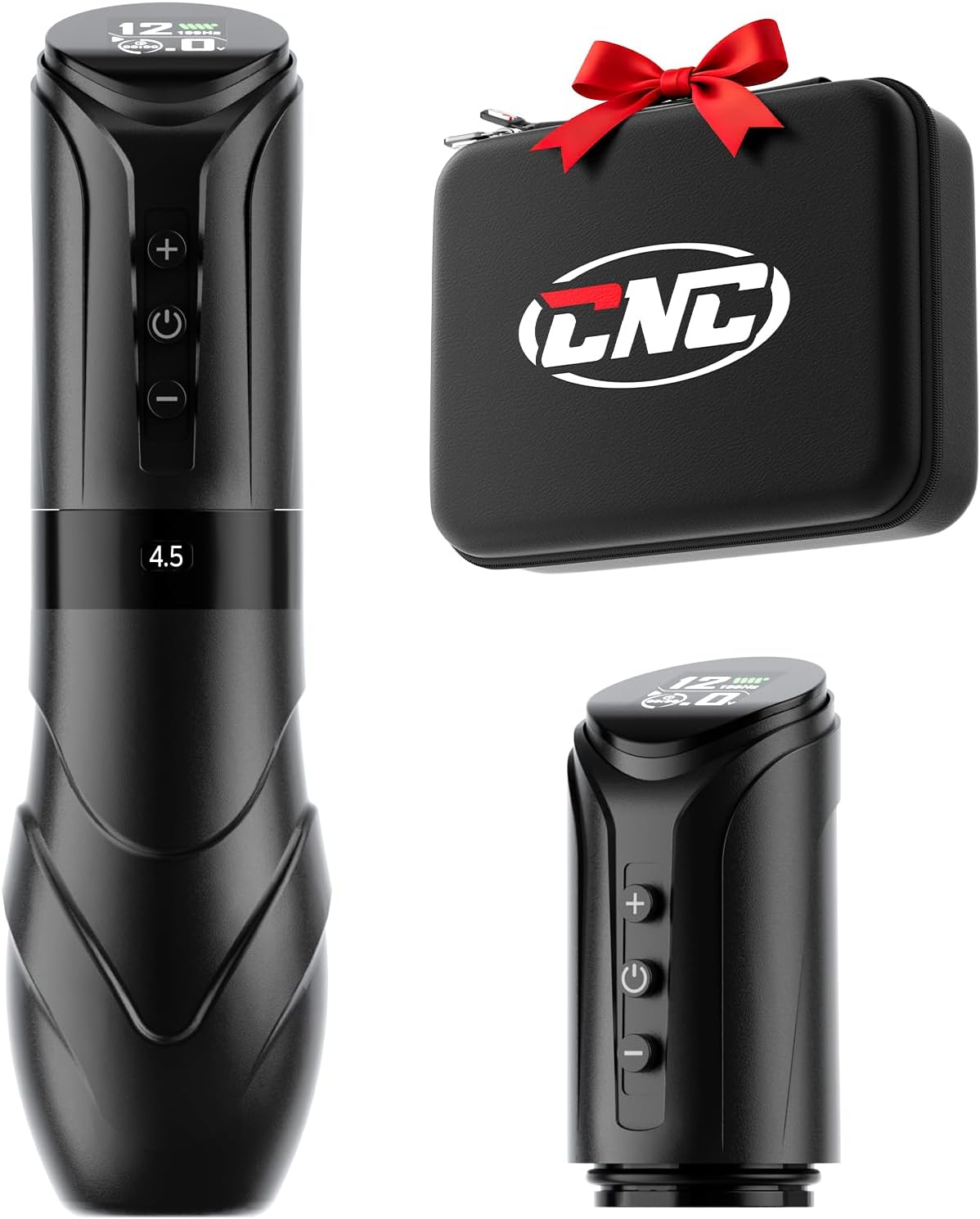 CNC Draadloze tattoo-machine met 7 verstelbare slagen (2,7-4,5 mm), 3800 mAh dubbele batterijen, roterende tattoo-pen kernloze motor voor tattoo-artiestlevering CNC-M2-E402-1