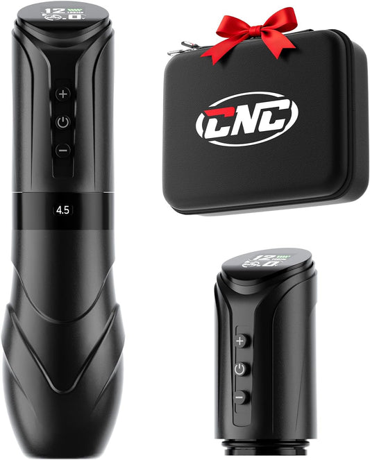 CNC Draadloze tattoo-machine met 7 verstelbare slagen (2,7-4,5 mm), 3800 mAh dubbele batterijen, roterende tattoo-pen kernloze motor voor tattoo-artiestlevering CNC-M2-E402-1