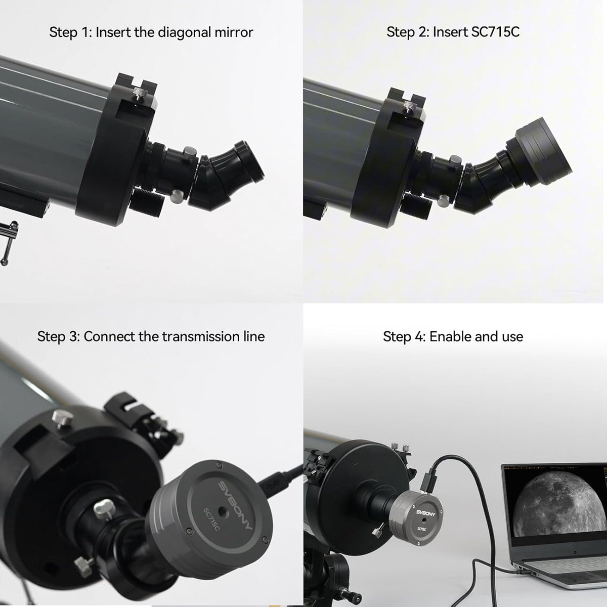 Svbony SC715C Telescope Camera with 1.45μm Pixel Size, Electronic Eyepiece CMOS USB3.0, IMX715 Planetary Cameras with DDR3 512M and ST4 Port, for Planetary Photography, Imaging with Microscopes - QUORE