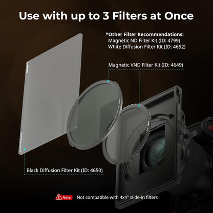 SMALLRIG Matte Box (LITE) Snelontgrendeling met Verstelbare Klem van 67 mm - 82 mm (2,6-3,2 inch), Geen Vignettering Compact Ontwerp met 4 x 5,65" Filterframe, voor DSLR Spiegelloze Camera - 4409