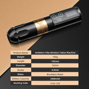 Vibe - Tattoo Machine - Tattoo pen - Tattoo Set - Complete set for beginners &amp; advanced - Tattoo Machine Pen - 10000RPM - 12V - 2400mAh - Gold