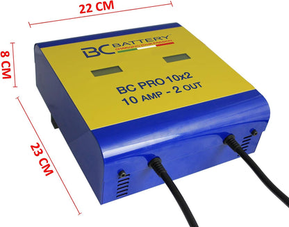 Oplader 12V Batterijen – Acculader – Batterijoplader – Accu Onderhoudsapparaat – Accu Conditioner – Dubbele Uitgang 10A – 8 Automatische Laadcycli