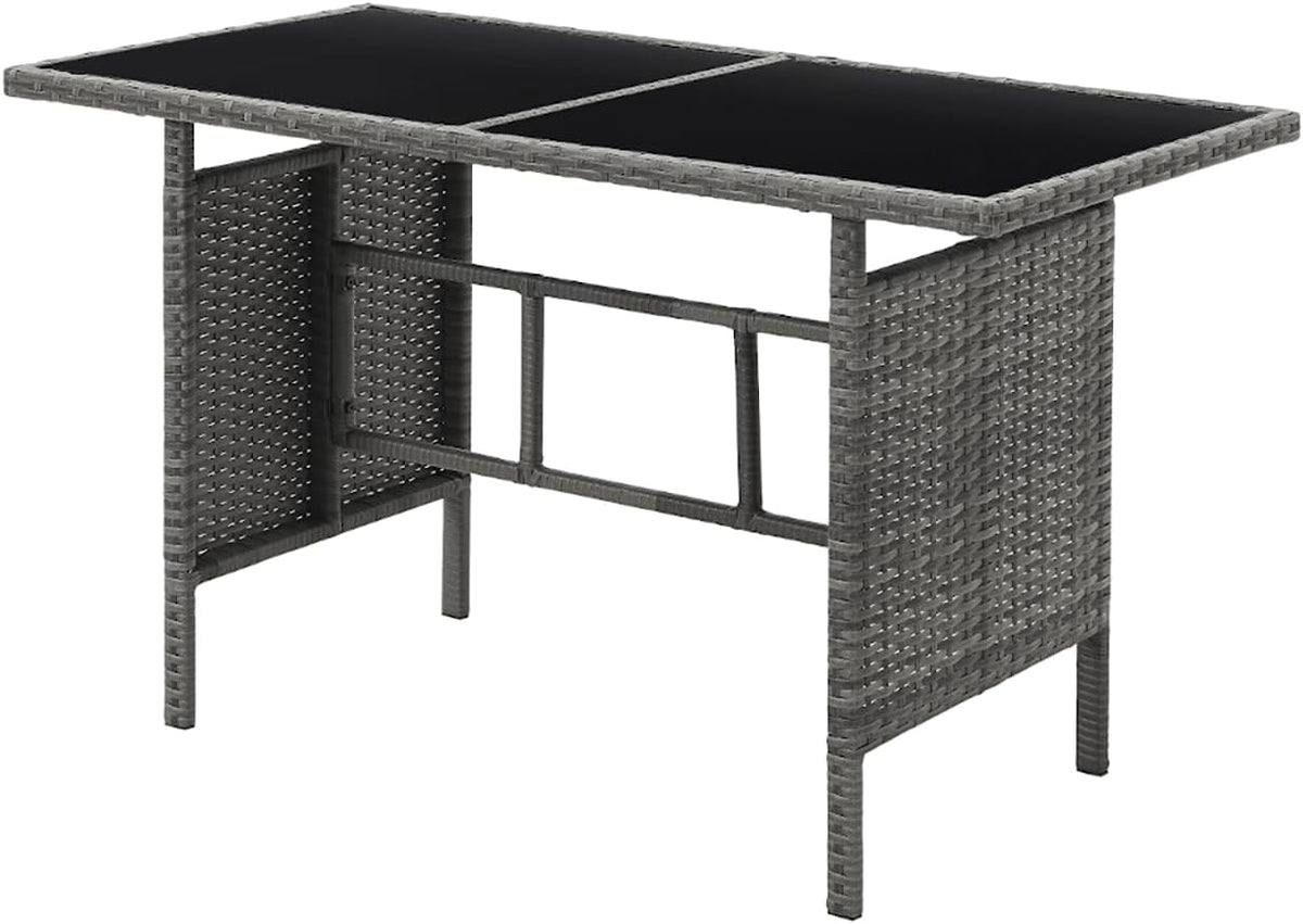 SVITA Brooklyn XL Poly Rattan Dining Set Lounge Set Garden Furniture Set Dining Table Grey - QUORE