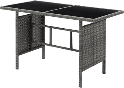SVITA Brooklyn XL Poly Rattan Dining Set Lounge Set Garden Furniture Set Dining Table Grey - QUORE