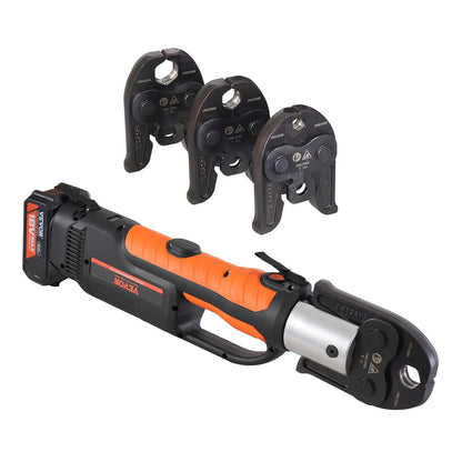 VEVOR Press tool and battery set, power tool for crimping pipes with jaws V15, V22, V28, 2 battery presses 18 V 4.0 Ah, quick charger and transport bag