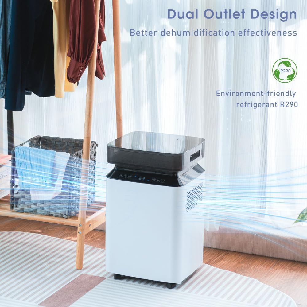 Elektrische luchtontvochtiger, grote capaciteit: 80 l/dag, grote capaciteit, afdekking 170 m², hefpomp, dubbele ventilatie, stil 46 dB, voor kelder/kantoor/garage/keuken/badkamer