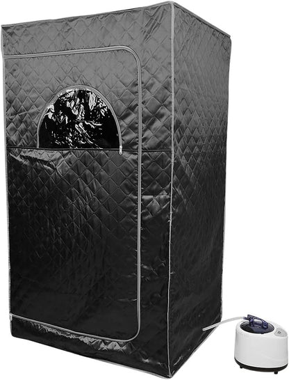 Draagbare Stoomsauna – Mini Sauna – Mobiele Sauna – Home Spa Sauna – Gezonde Sauna – Inklapbaar Design – 1000W Stoomgenerator met Timerfunctie (Zwart, 100 x 80 x 170 cm) - QUORE