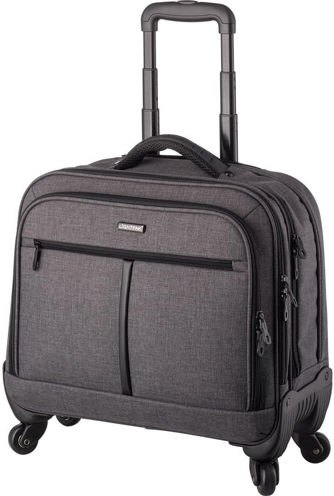 46133 Phoenix Business Laptop Trolley met 4 soepel lopende wielen, vergrendelbaar trolleysysteem, zakelijke koffer, laptopvak voor notebooks tot 17 inch, grijs, koffer 43,5 x 44,5 x 21 cm,