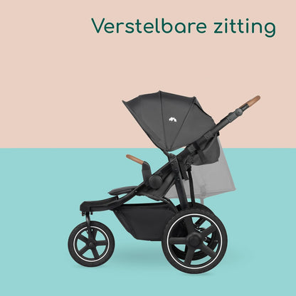 Bebeconfort Cloudy, All-terrain Kinderwagen met Luchtbanden, 0-4 jaar (max. 22 kg), Baby Wandelwagen, Snel inklapbaar, 3 Grote Luchtwielen, Verstelbare Duwstang, Ruime Opbergmand, Mineral Graphite