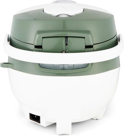 Yum Asia Panda Mini Rijstkoker Met Ninja Keramische Kom en Advanced Fuzzy Logic (3,5 kop, 0,63 liter) 4 Rijstkookfuncties, 4 Multicooker-functies, LED-display, 220-240V (Wit en saliegroen)