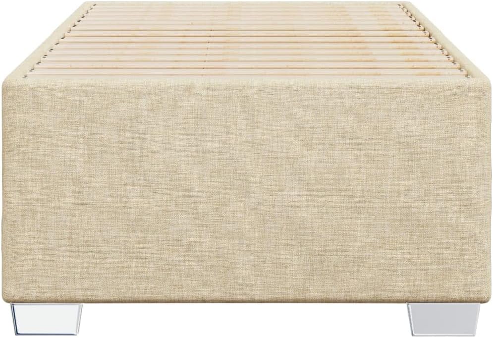 Bedframe – Bed – Bedframe Structuur – Bedbodem – Slaapmeubel – Crème Kleur – 80 x 200 cm – Ademend Polyester – Stevige Lattenbodem