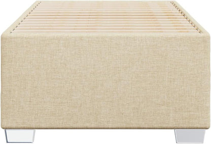 Bedframe – Bed – Bedframe Structuur – Bedbodem – Slaapmeubel – Crème Kleur – 80 x 200 cm – Ademend Polyester – Stevige Lattenbodem