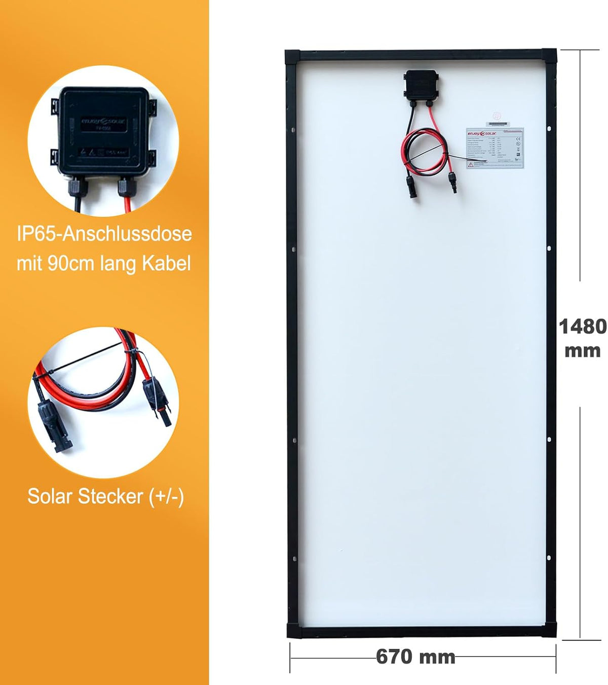 enjoy solar® Monokristallijn zonnepaneel 200W 12V, PERC 9BB – Ideaal voor campers, balkoninstallaties, tuinhuisjes, boten (Zwarte Rand)