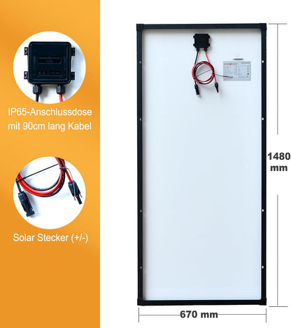 enjoy solar® Monokristallijn zonnepaneel 200W 12V, PERC 9BB – Ideaal voor campers, balkoninstallaties, tuinhuisjes, boten (Zwarte Rand)