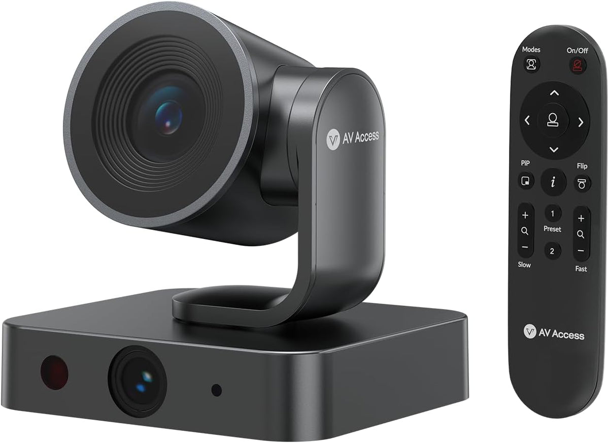 AV Access 4K Conference Room Camera, Dual Lens Cam (4K AI Tracking Cam en 1080P Panoramic Cam), 3x Optical/5X Digitale zoom, 120° FOV, Auto Framing, Individuals Gallery, Werkt met Meet,Teams, Zoom