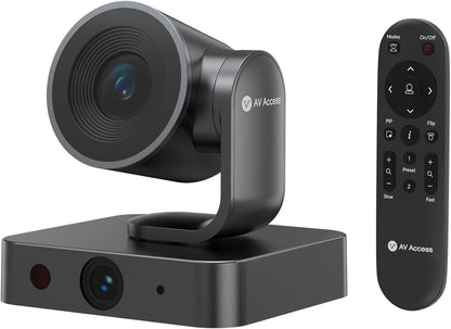 AV Access 4K Conference Room Camera, Dual Lens Cam (4K AI Tracking Cam en 1080P Panoramic Cam), 3x Optical/5X Digitale zoom, 120° FOV, Auto Framing, Individuals Gallery, Werkt met Meet,Teams, Zoom