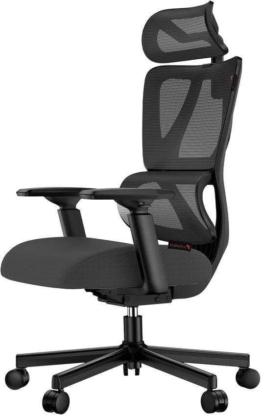 Bureaustoel – Ergonomische Stoel – Office Chair – Gamingstoel – Computerstoel – 10 cm Dik Verend Zitkussen – Verstelbare Lendensteun & Hoofdsteun