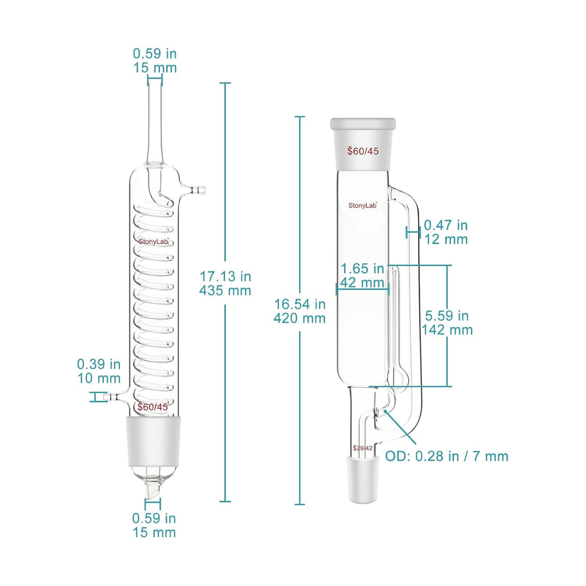 Soxhlet Extractie Kit – Soxhlet Opstelling – Extractieset – Laboratoriumopstelling – Glasopstelling – Borosilicaatglas Tot 250°C – 60/45 Extractor, Graham Condensor En 2x 1000 Ml Platbodemkolven