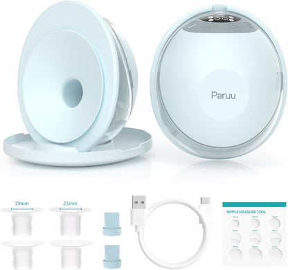 Paruu P20 Elektrische borstkolf, draagbaar, handsfree en draagbaar, met 4 modi, 12 zuigniveaus, dubbel verzegelde 19/21/24 mm flenzen, visueel ontwerp van melkvolume (2 stuks, lichtgroen)