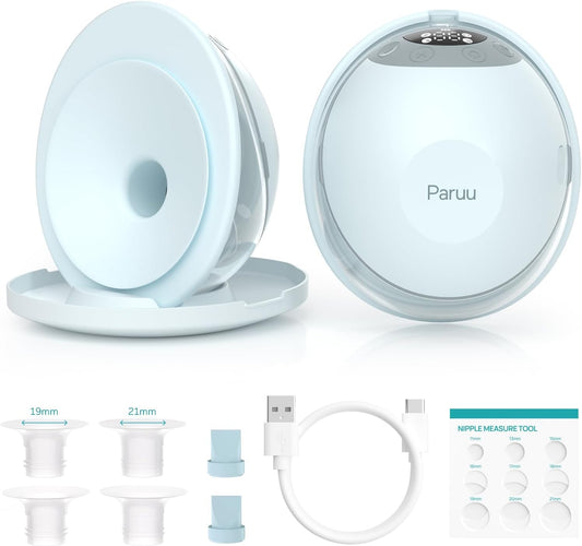 Paruu P20 Elektrische borstkolf, draagbaar, handsfree en draagbaar, met 4 modi, 12 zuigniveaus, dubbel verzegelde 19/21/24 mm flenzen, visueel ontwerp van melkvolume (2 stuks, lichtgroen)