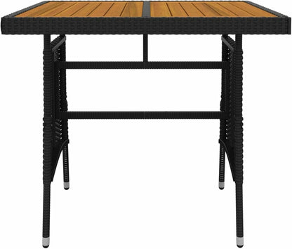 Tidyard 3-Piece Dining Set for Garden Outdoor Dining Room Set Black Poly Rattan Wood Rattan Table and Garden Chairs Set for Table and Chairs Square Wood and 2 Garden Chairs - QUORE