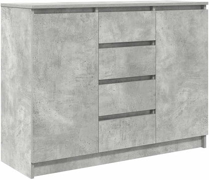 Dressoir – Opbergkast – Ladekast – Hal Kast – Buffetkast – Betongrijs – Compact 100,5x35x76 cm – Duurzaam Behandeld Hout