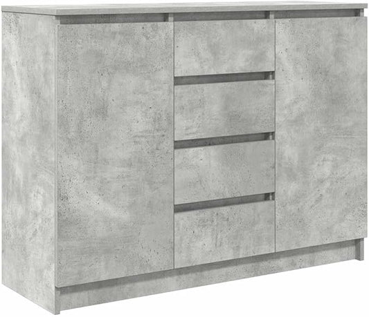 Dressoir – Opbergkast – Ladekast – Hal Kast – Buffetkast – Betongrijs – Compact 100,5x35x76 cm – Duurzaam Behandeld Hout