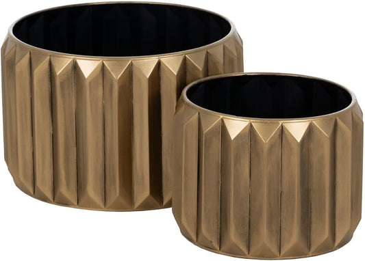 Plantenbak set goud ijzer 37,5 x 37,5 x 23 cm (2 stuks)