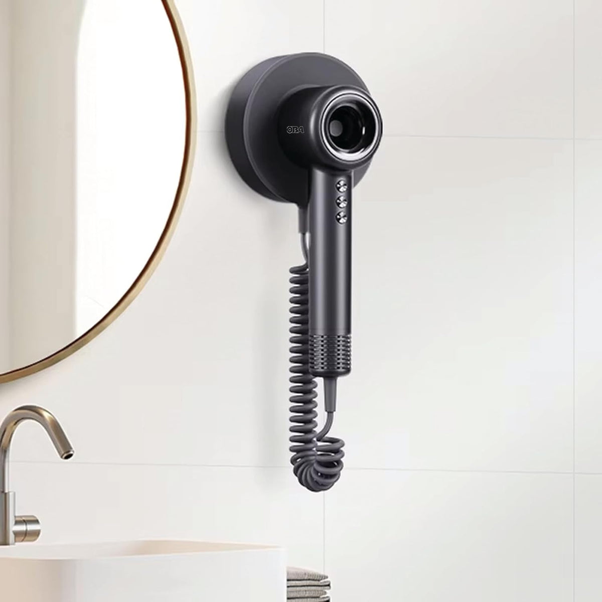 OBA - HY01PRO haardroger: 500 miljoen negatieve ionen, brushless 120.000 tpm, luchtstroomsnelheid 75 m/sn, slechts 358 g, stil 54 dB, professionele wandhouder, ideaal voor hotels en B&B