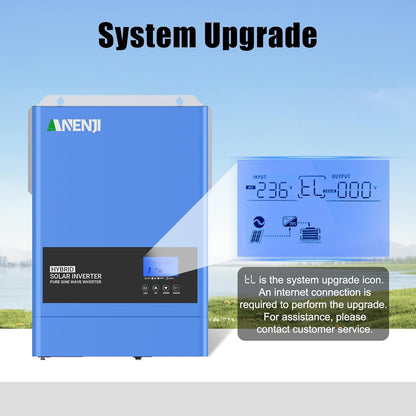 Hybride zonne-omvormer 6200 W, 48 V DC naar 230 VAC, zuivere sinusomvormer met 120 A MPPT zonne-laadregelaar, maximale ingangsspanning PV 500 V, voor