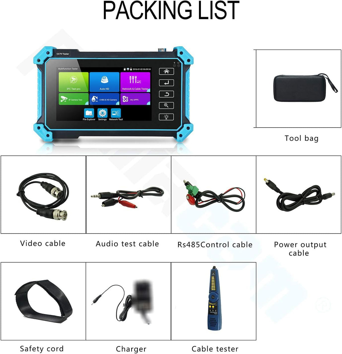 CCTV Tester Monitor 5 Inch Touchscreen IP AHD TVI CVI Camera Tester Analoge Camera Test Ondersteuning POE WIFI PTZ 1080 P H.265 IPC-5100 Plus
