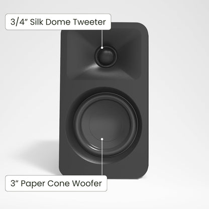 Kanto ORA 100W Powered Bi-amp Reference Desktop Computer Speakers w/Bluetooth 5.0 & USB-C | 100 Hz Crossover | Reference Quality Sound | Pair | Black