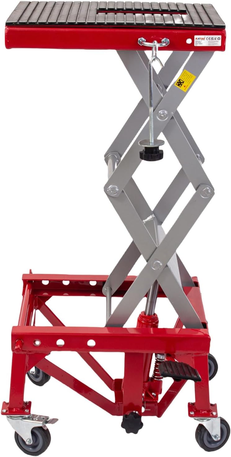 KATSU Motorfiets Hydraulische Schaarlift Motorbike Lift Stand met Wielen 300lbs Max Hefvermogen 161243