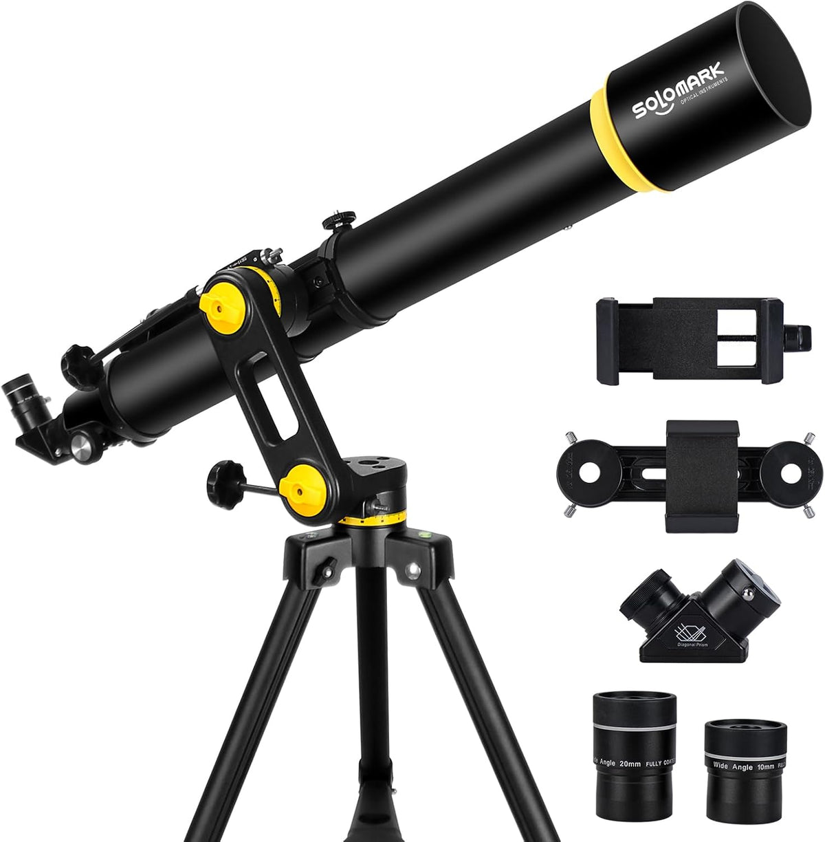 Telescoop, telescopen voor volwassenen, astronomie professioneel, 90 mm diafragma 1000 mm hoog aangedreven telescoop voor beginners en kinderen met precisie-aanpassing Vertisteel AZ Mount statief