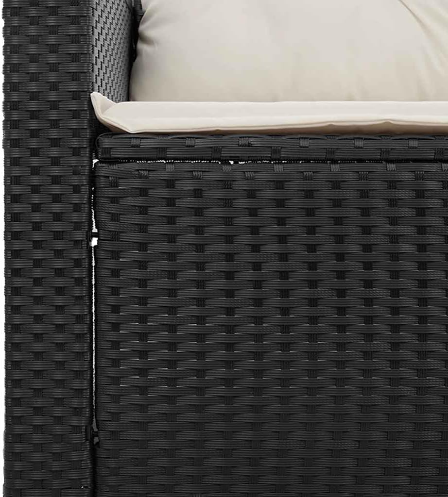 vidaXL 3-Piece Lounge Set with Cushions Poly Rattan Black Garden Set Garden Furniture Patio Set Garden Furniture Lounge Sofa Lounge Set Garden - QUORE