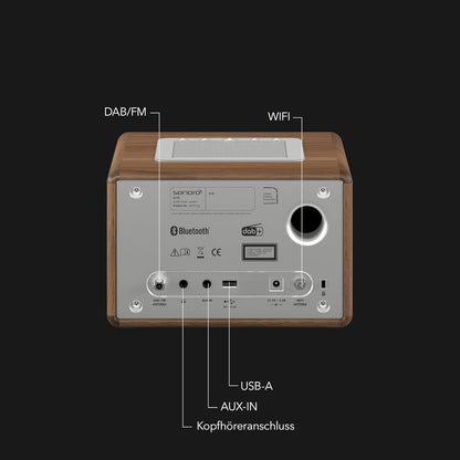 sonoro Elite Internetradio met CD-speler (FM, DAB Plus, Podcasts, Spotify, Amazon Music, Deezer) Walnoot