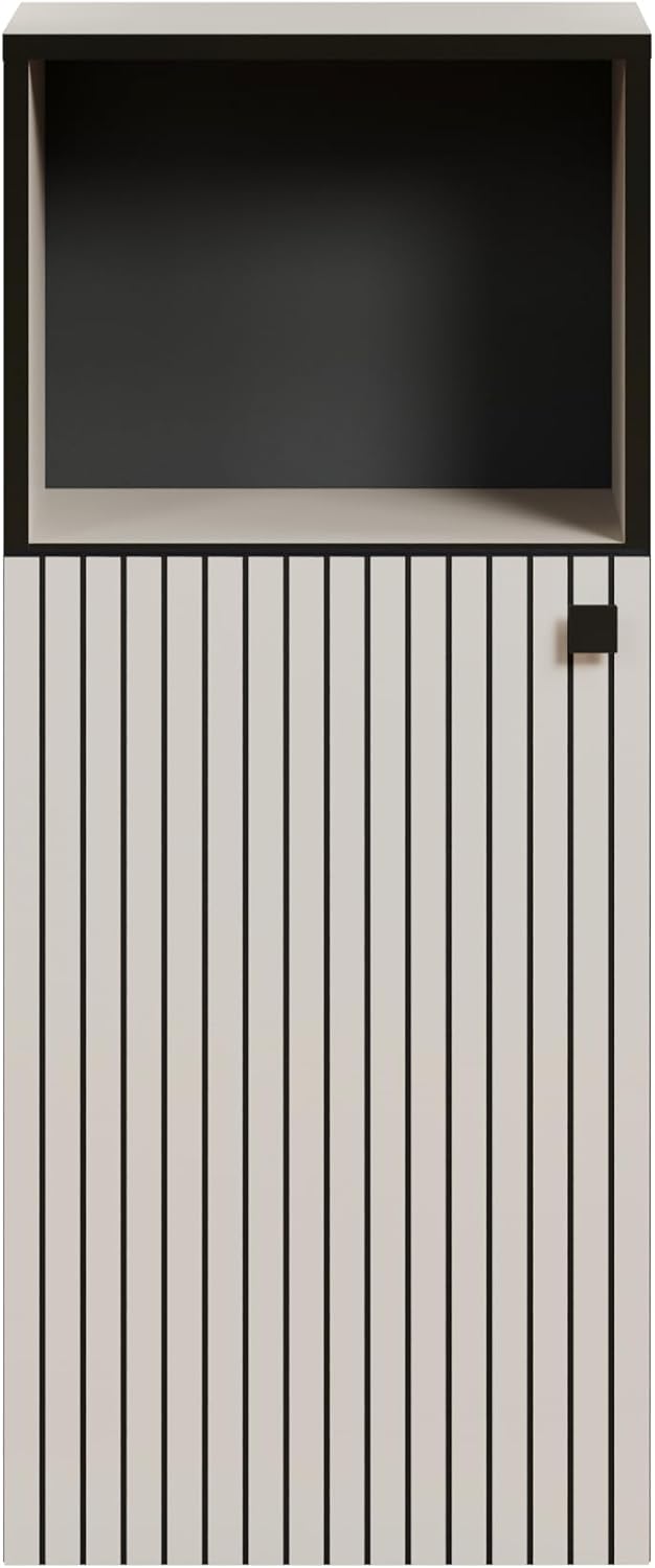 trendteam smart living - PureBliss - staande kast - Kashmir lichtgrijs - groeflook - 1 open vak + 1 plank - (BxHxD) 40 x 95 x 31 cm - badkamerkast met elegante metalen handgreep - QUORE