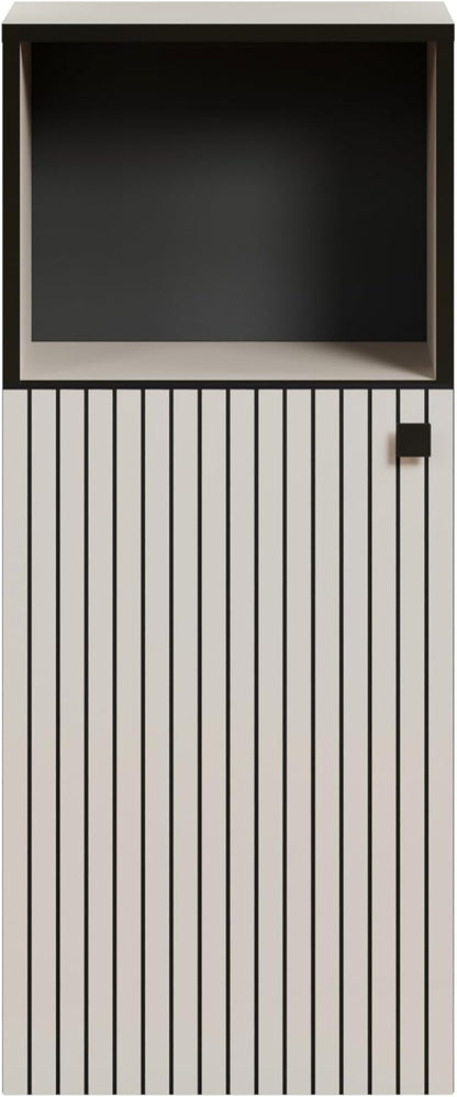trendteam smart living - PureBliss - staande kast - Kashmir lichtgrijs - groeflook - 1 open vak + 1 plank - (BxHxD) 40 x 95 x 31 cm - badkamerkast met elegante metalen handgreep - QUORE