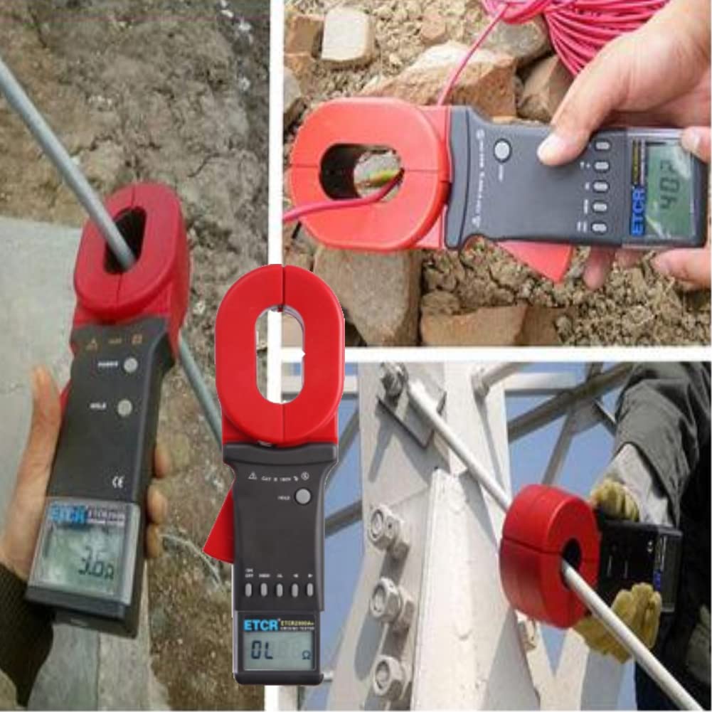 Digitale Aardingsweerstandsmeter – Lusweerstandsmeter – Klemweerstandsmeter – Grondaardetester – Weerstandstester met Ronde Klemmond – LCD-Display – Meetbereik 0,01-200 Ω