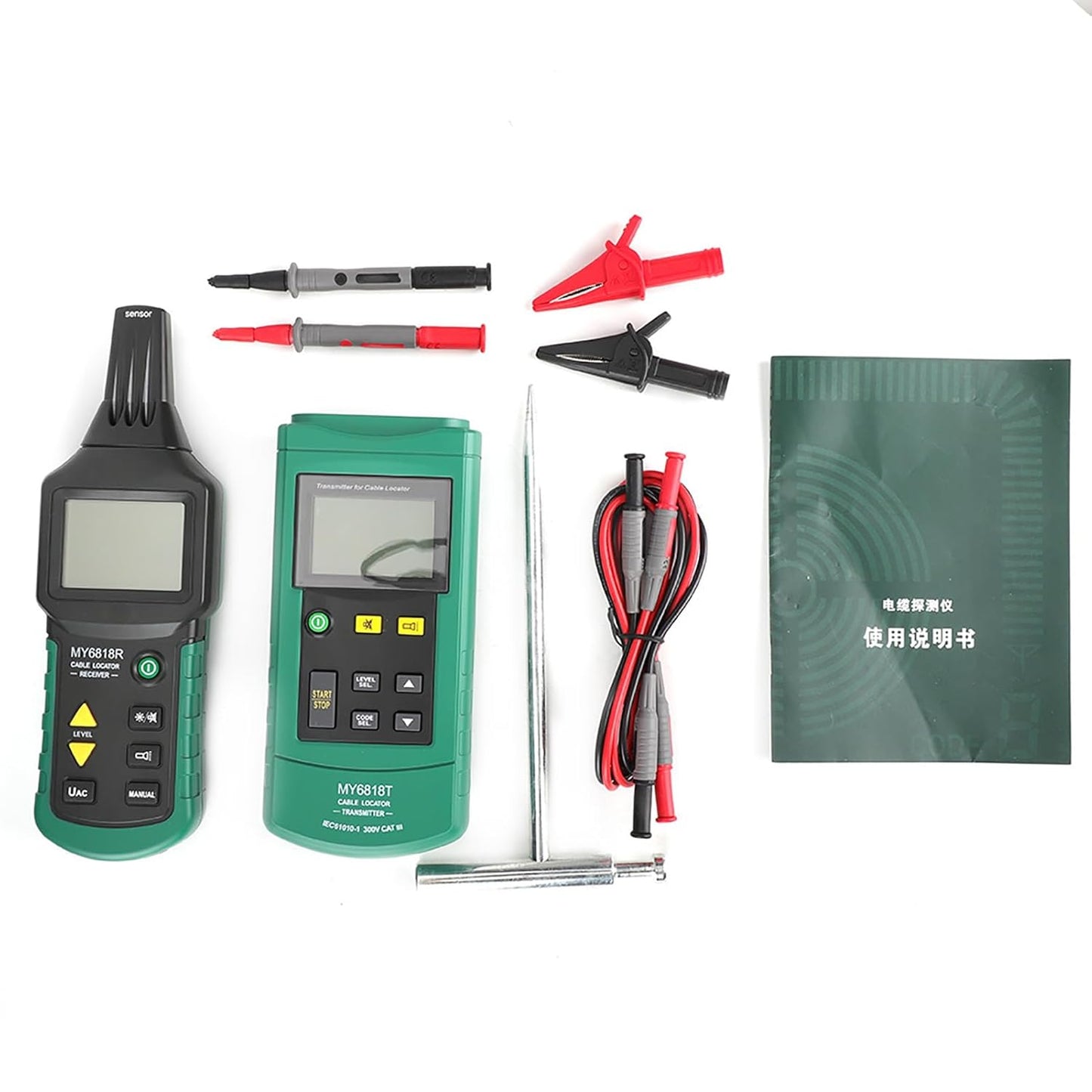 Akozon MS6816 Draadloze testkabel, netwerkkabel, tracker, metalen buis voor positionering van detectoren, netwerkkabel, tester