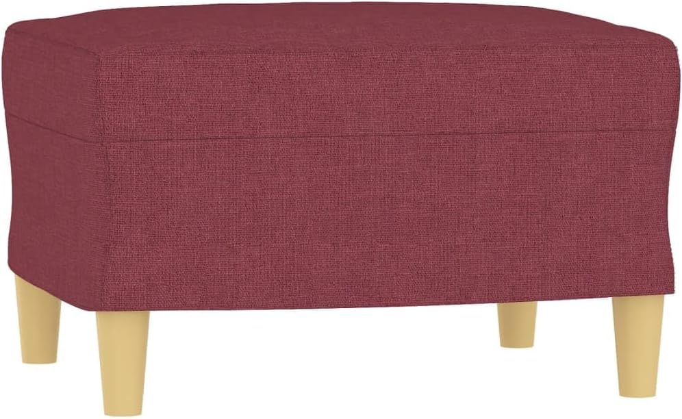 Fauteuil met kruk wijnrood 60 cm stof beklede stoel relaxstoel comfortabel ontspannen modern design woonkamer