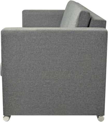 vidaXL 3 Seater Sofa Sofa Seating Sofa Three Seater Sofa Three Seater Sofa Chair Fabric Light Grey - QUORE