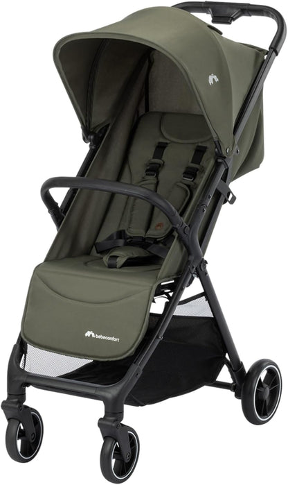 Bebeconfort Azur, Compacte Kinderwagen, 0-3 jaar (15 kg), Lichtgewicht Kinderwagen, Automatisch Inklappen met één Hand, Naadloos Verstelbaar Naar Vlakke Ligstand, Grote Mand, Mineral Green