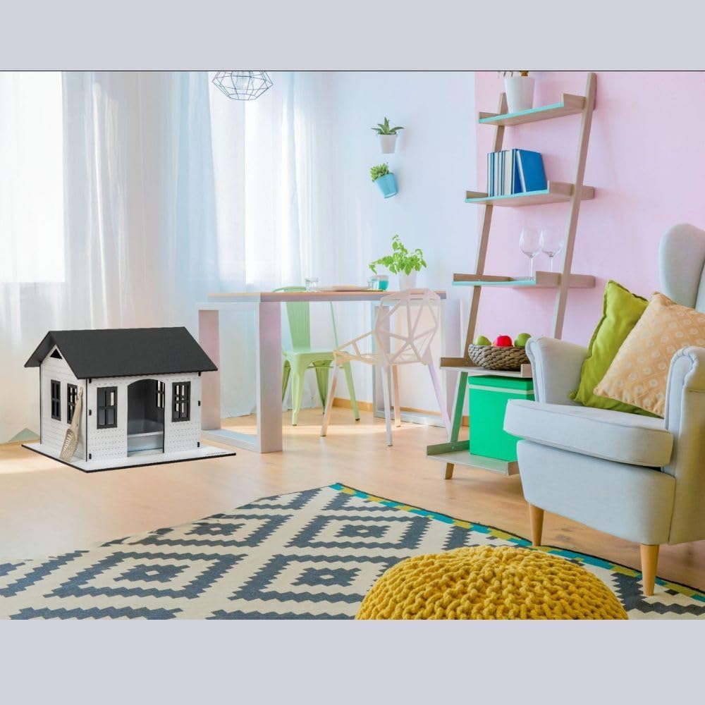 SAMMY & KIMMY LOVE Kattenbak met schep – geurremmend – designerhuis voor binnen, hygiënisch, met uitneembare bak, waterdicht – 520 x 610 x 710 mm