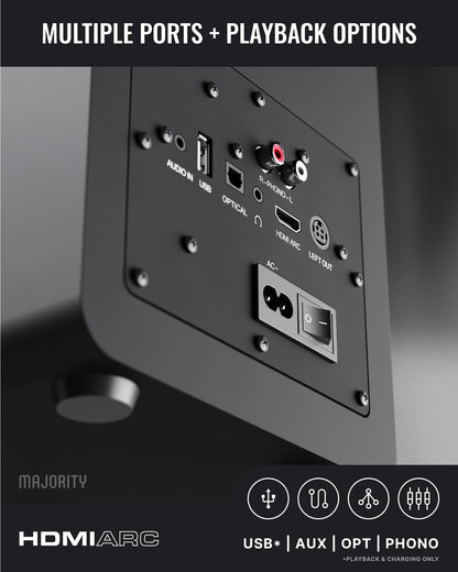Luidsprekerboxen – Actieve Luidsprekers – Pc-Luidsprekers – Plankluidsprekers – Bluetooth Luidsprekers – Zwart – 100 W Vermogen – HDMI ARC