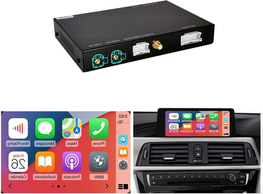 Ninetom Retrofit Kit Decoder with Wireless CarPlay & Android Car Mirrorlink Navigation for BMW 1 3 5 6 7 Series 2008-2012 X1 X3 X5 X6 CIC System E70 E71 F25 E84 2009-2015 Year - QUORE