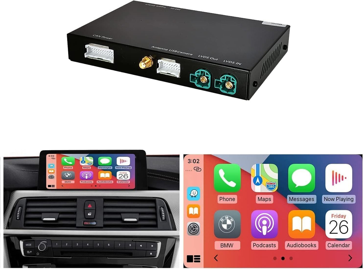 Draadloze CarPlay Adapter – Retrofit Kit – Wireless Android Auto Interface – Mirrorlink Navigatie Systeem – Plug-and-Play Installatie – Spraakbesturing Siri Support