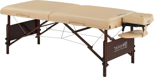 Master Massage Del Ray Mobile Massage Chair, Cosmetics Lounger, Therapy Bed, Treatment Lounger, Massage Bench, Foldable, Wood, 76 cm, Beige - QUORE