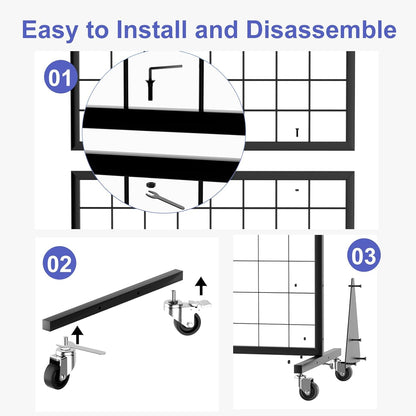 3-Pack Gridwall Panel Display Stands 2'x5.5' Ft, Heavy-Duty Vloerstaande Retail Display Rack met Driehoek-Base voor Retail Art Fair Show (Zwarte Afwerking)